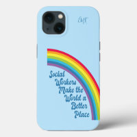 Social Work Inspirational Quote Rainbow Cute Blue