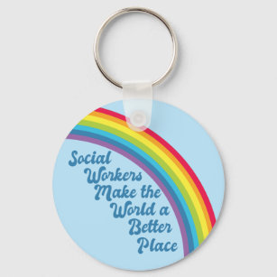 Social Work Inspirational Quote Rainbow Cute Blue Key Ring