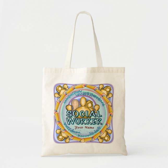 Social Worker 2 sided custom name tote bag (Front)