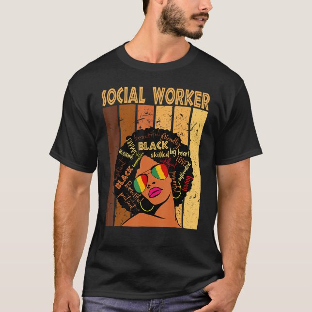 Social Worker Afro African American Black History  T-Shirt (Front)