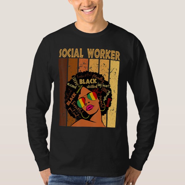 Social Worker Afro African American Black History  T-Shirt (Front)