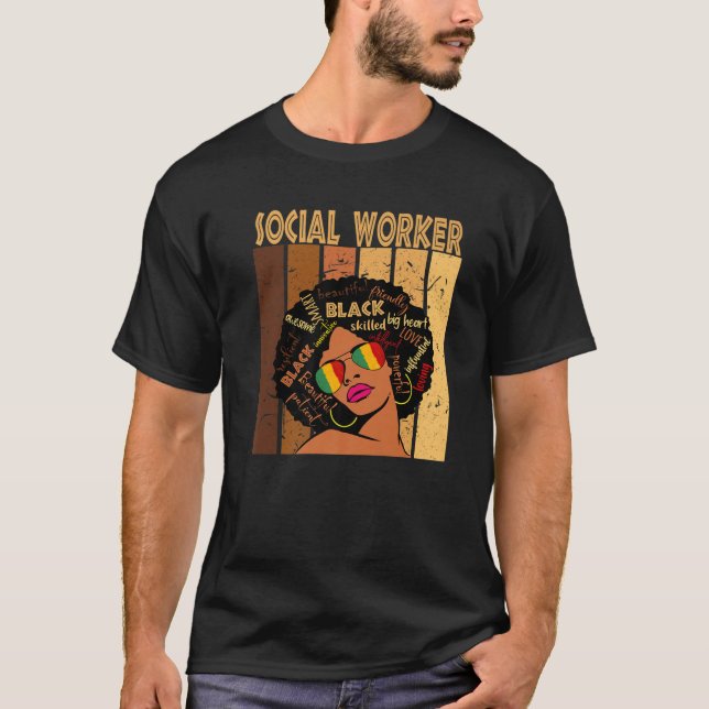 Social Worker Afro African American Black History T-Shirt (Front)