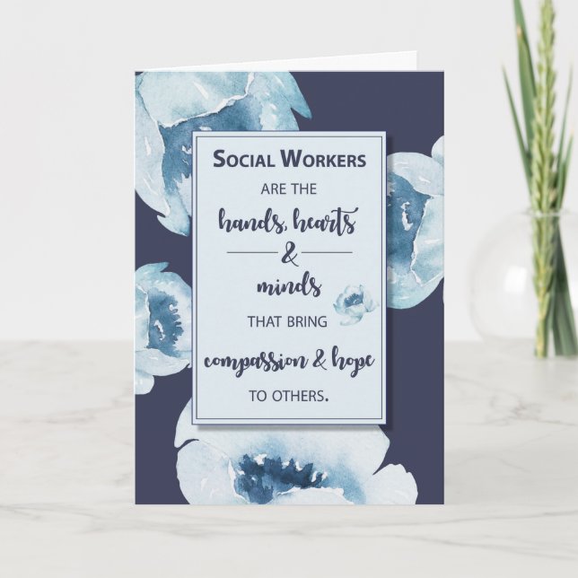 Social Worker Appreciation Flowers on Navy Card (Front)