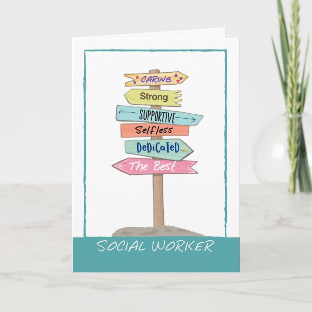 Social Worker Appreciation Thank You Caring Strong Card (Front)