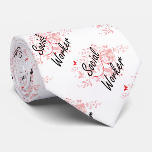 Social Worker Artistic Job Design with Butterflies Tie