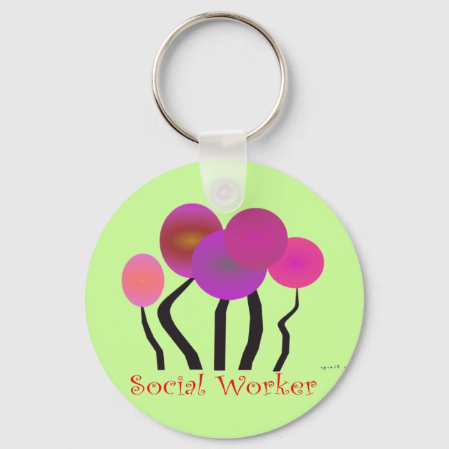 Social Worker Artsy Tree Design Gifts Key Ring (Front)