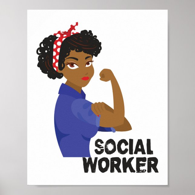 Social Worker Black Rosie School Gift Mental Poster (Front)