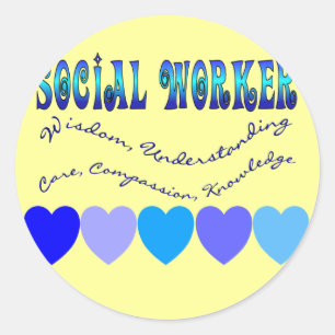 Social Worker BLUE HEARTS Classic Round Sticker