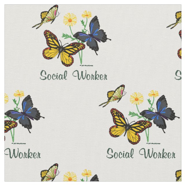 Social Worker Butterflies Fabric (Close Up)