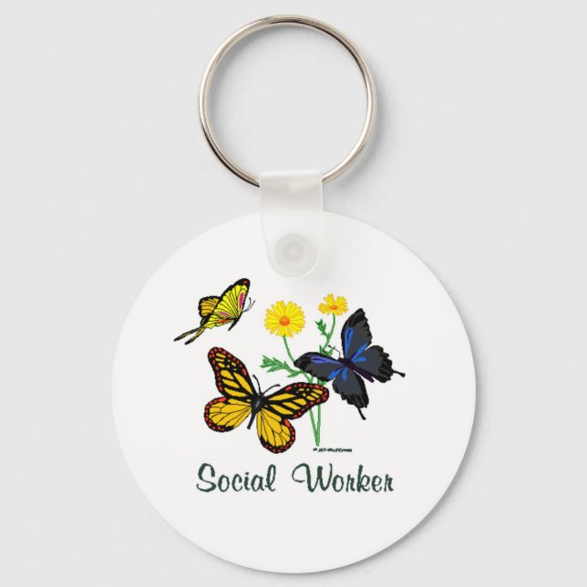 Social Worker Butterflies Key Ring (Front)