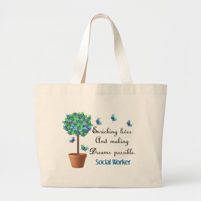 Social Worker Butterfly Tree Tote Bag (Front)