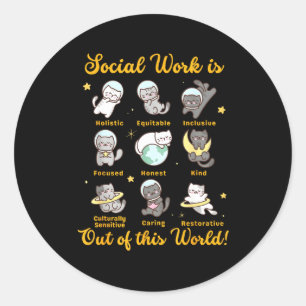 Social worker cat funny saying cats meme social classic round sticker
