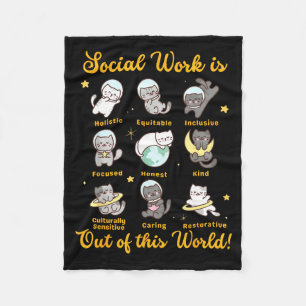 Social worker cat funny saying cats meme social fleece blanket