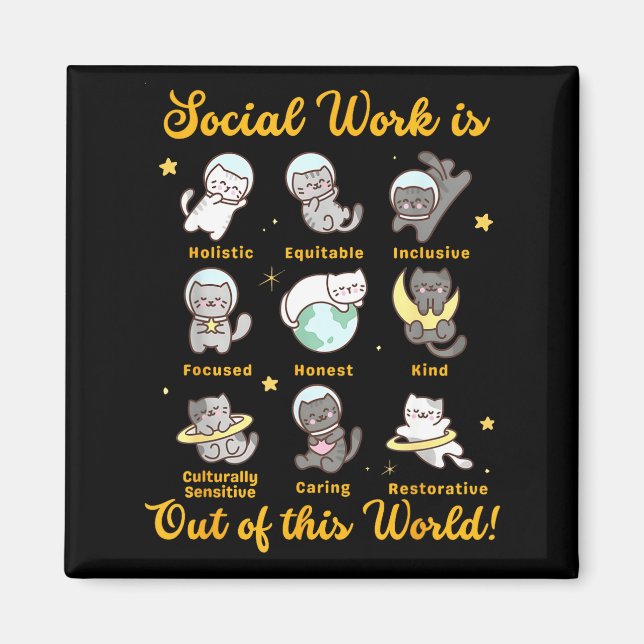 Social worker cat funny saying cats meme social magnet (Front)