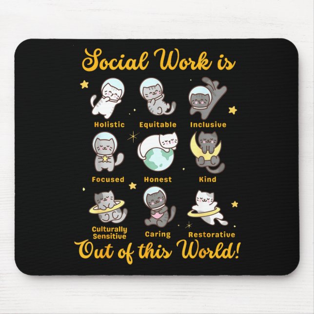 Social worker cat funny saying cats meme social mouse pad (Front)