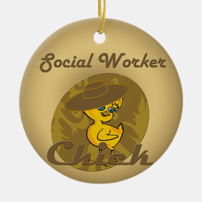 Social Worker Chick #6 Ceramic Tree Decoration (Front)