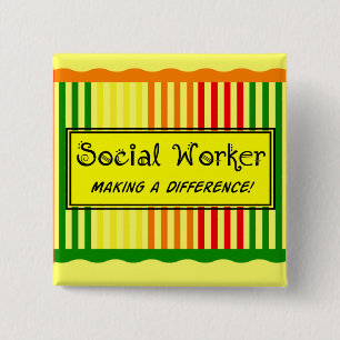 Social Worker Citrus Stripes 15 Cm Square Badge