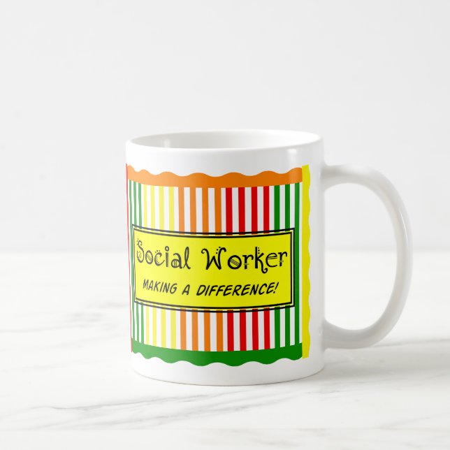 Social Worker Citrus Stripes Coffee Mug (Right)