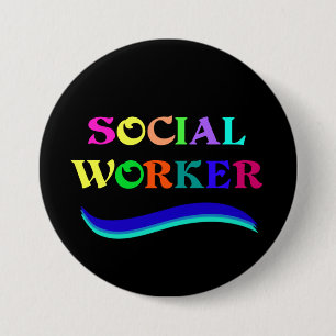 Social Worker, colourful text design 7.5 Cm Round Badge
