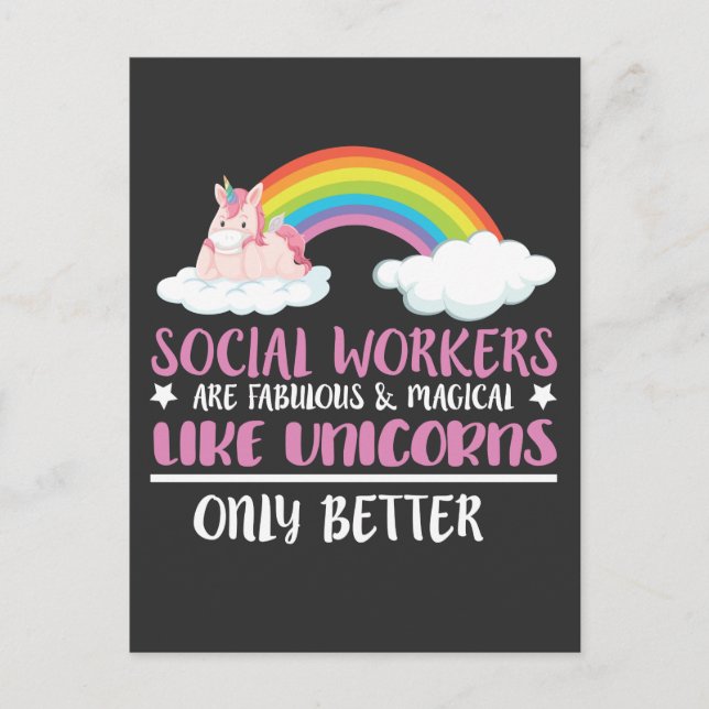 Social Worker Cute Rainbow Magical Unicorn Postcard (Front)