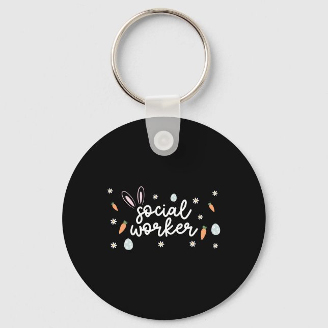 Social Worker Easter School Social Work Bunny Eggs Key Ring (Front)