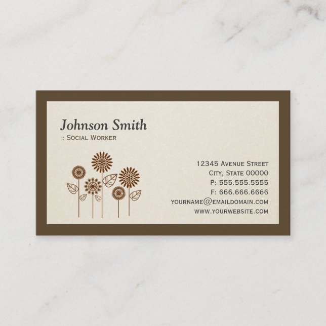Social Worker - Elegant Tree Symbol Business Card (Front)