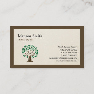 Social Worker - Elegant Tree Symbol Business Card