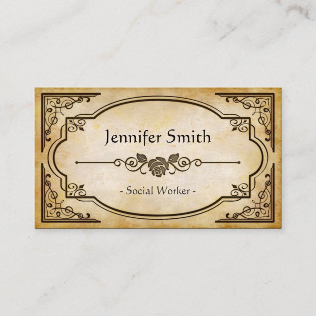 Social Worker - Elegant Vintage Antique Business Card (Front)