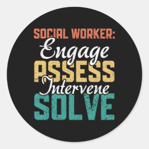 Social Worker Ene Assess Intervene Solve Classic Round Sticker