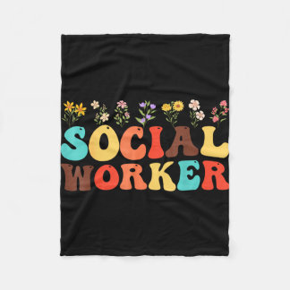 Social worker flower women men kids social work fleece blanket