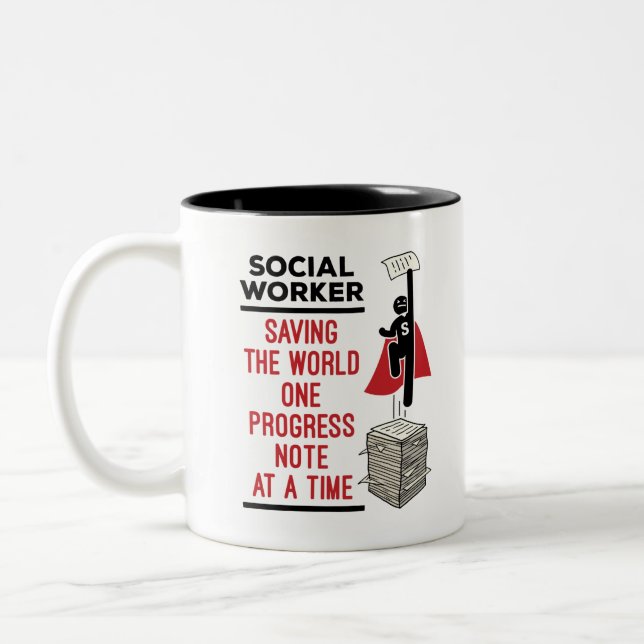 Social Worker Funny Progress Note Social Work Two-Tone Coffee Mug (Left)