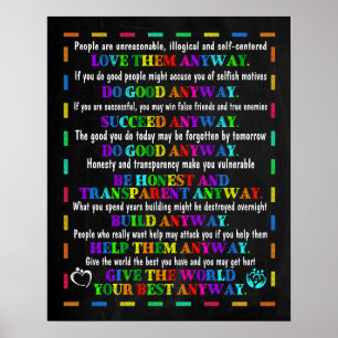 Social Worker Give The World Your Best Anyway Poster