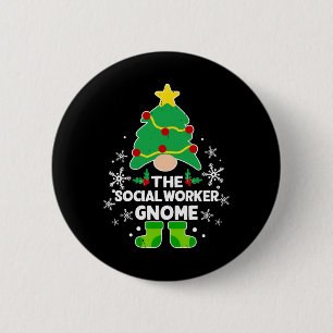 Social Worker Gnome Xmas Family Holiday Christmas  6 Cm Round Badge