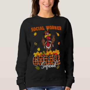 Social Worker Gobble Squad Thanksgiving Orange Pla Sweatshirt