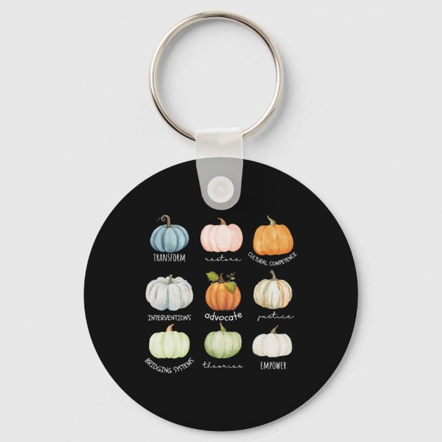 Social Worker Halloween Fall Pumpkin Thanksgiving  Key Ring (Front)