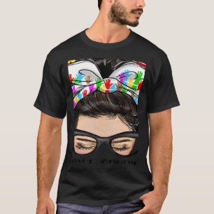 Social Worker Healthcare Worker Messy Bun Hair Nur T-Shirt