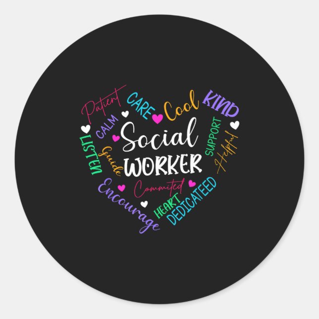 Social worker heart funny social work for womens classic round sticker (Front)