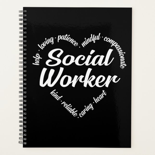 Social Worker Heart Word Cloud Planner (Front)