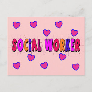 Social Worker HEARTS Postcard