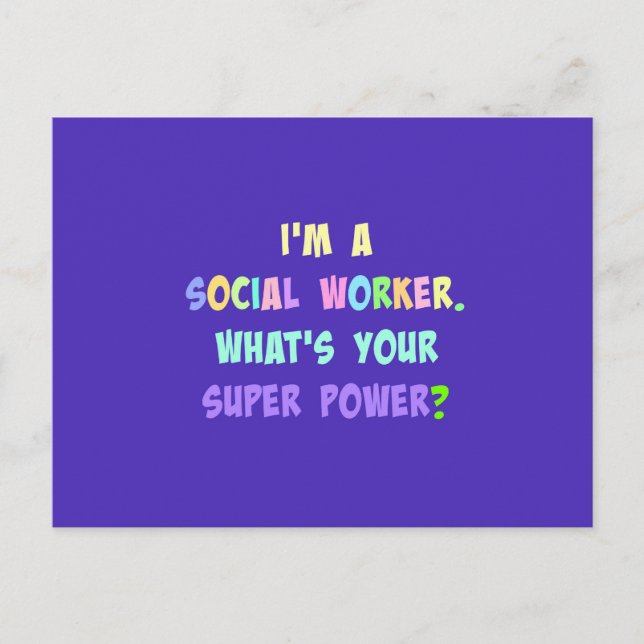 Social Worker Humour, Pastel Lettering, Blue Indig Postcard (Front)