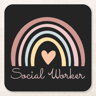 Social Worker II Square Paper Coaster