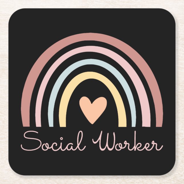 Social Worker II Square Paper Coaster (Front)