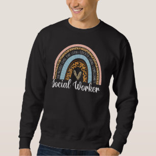 Social Worker Leopard Rainbow Social Work Christma Sweatshirt