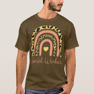Social Worker Leopard Rainbow Social Work T-Shirt
