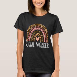 Social Worker Leopard Rainbow Social Work Women Gi T-Shirt