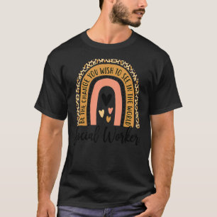 Social Worker Leopard Rainbow Work Love T-Shirt