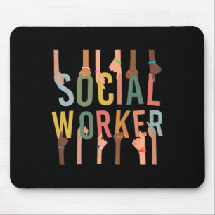 Social Worker Life Funny Social Work Month Black H Mouse Pad