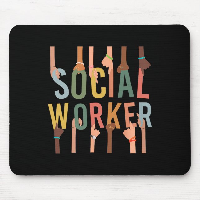 Social Worker Life Funny Social Work Month Black H Mouse Pad (Front)