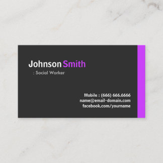 Social Worker - Modern Minimal Purple Business Card