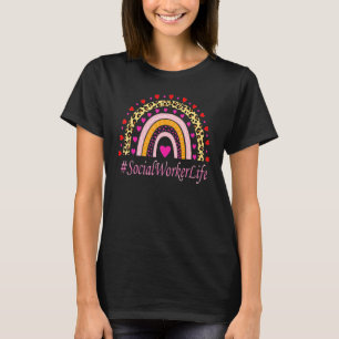 Social Worker Nurse Leopard Rainbow Nurse's Week T-Shirt